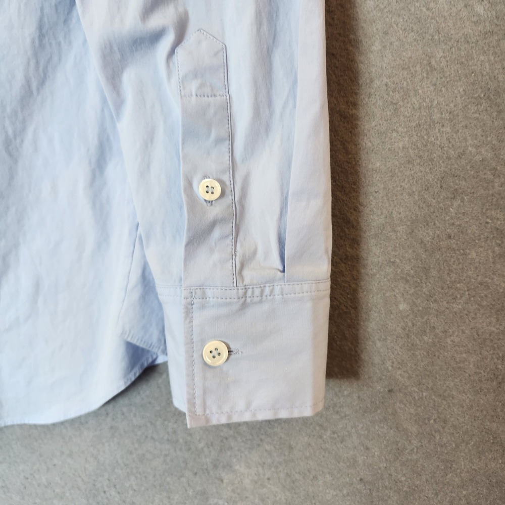 Theory Velvela Utility Blouse Top Womens L‎ Blue Drawstring Button Up - Picture 9 of 13